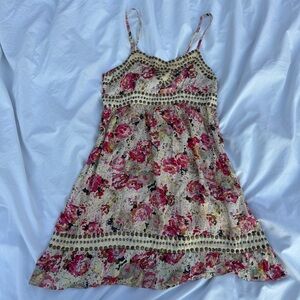 Angie Pink and Cream Floral Mini Dress
